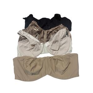 38D bra lot of 4 bras 1 strapless 3 traditional euc cream black animal print